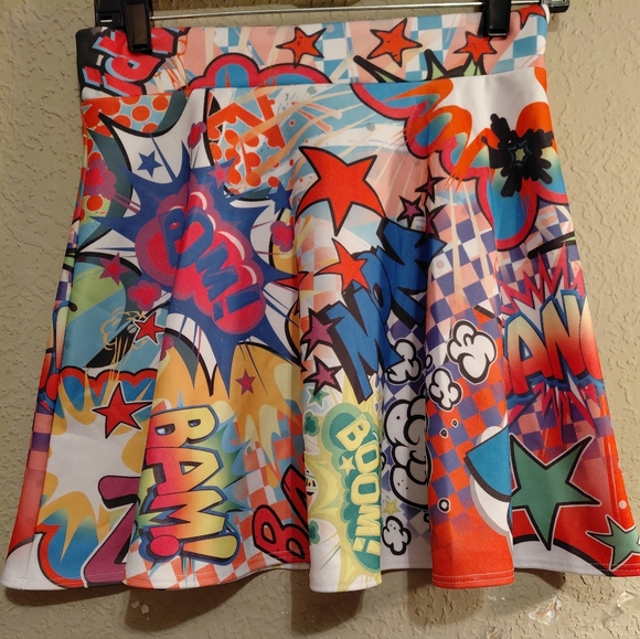 Rue21 Multicolor Comic Print Skater Skirt - Picture 3 of 6